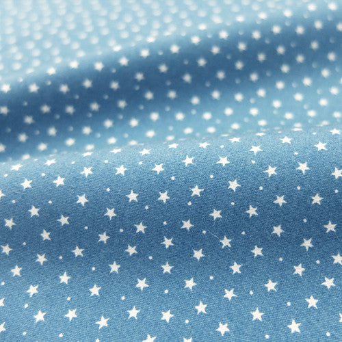Printed Cotton Stars and Spots - Cornflower Blue
