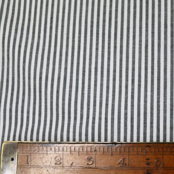 Chambray Cotton - Charcoal - Stripe