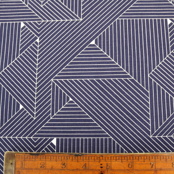 Geometric Grids Home Furnishing Fabric - Navy