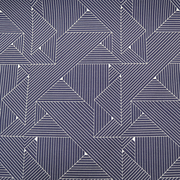 Geometric Grids Home Furnishing Fabric - Navy