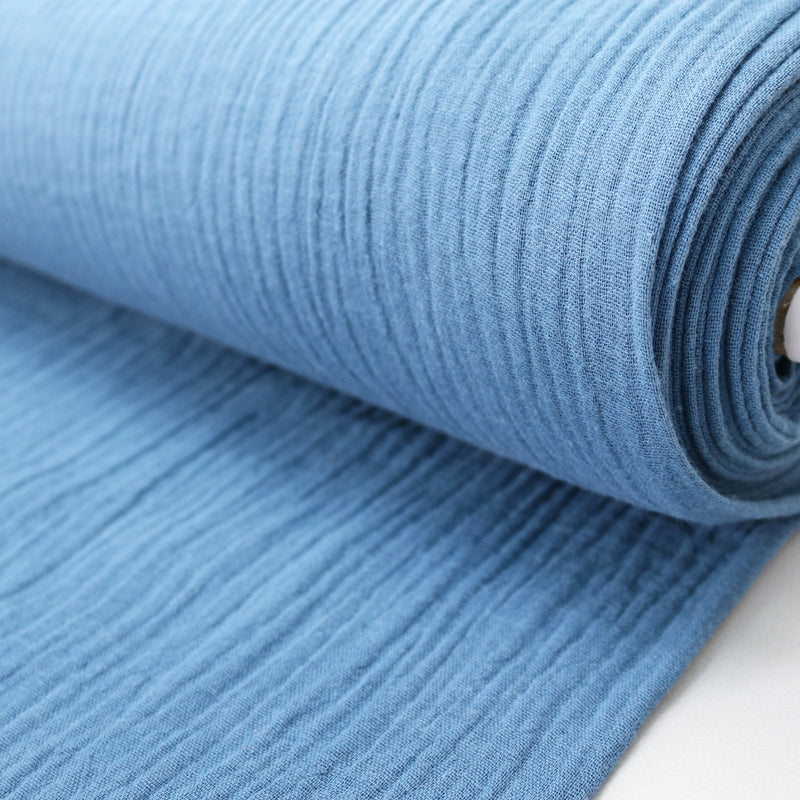 120CM REMNANT Cotton Double Gauze  - Sea Blue