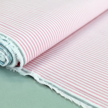 Chambray Cotton - Stripe - Candy Pink