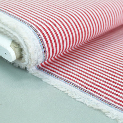 Chambray Cotton - Red - Stripe