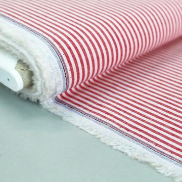 Chambray Cotton - Stripe - Red