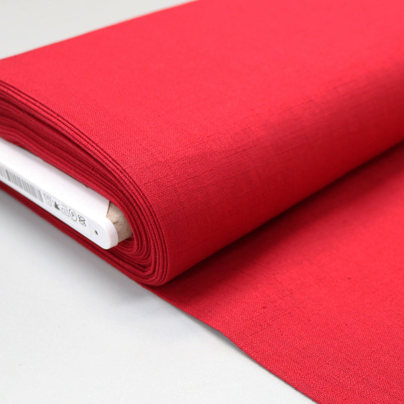 Dressmaking Washed Linen Handle - Fire Engine Red