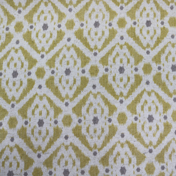 Mustard Yellow and White Ikat Fabric