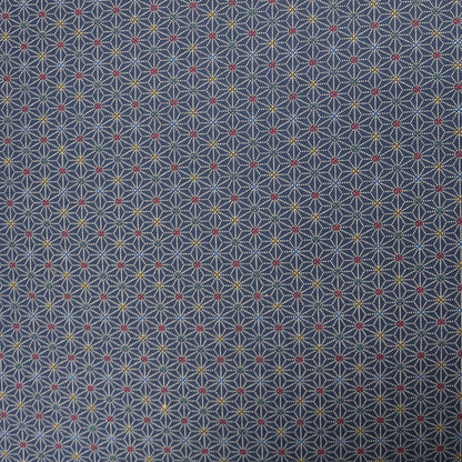 Japanese Indigo Print Cotton - Colourful Star