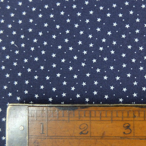 Printed Cotton Stars and Spots - Night Sky Navy