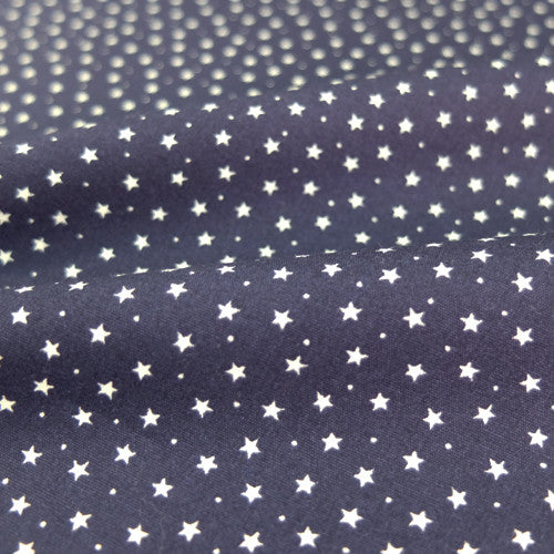 Printed Cotton Stars and Spots - Night Sky Navy