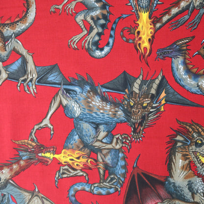Tale of the Dragon Cotton by Alexander Henry- Red